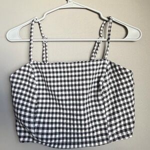 Black & White Gingham Crop Top with Adjustable Straps